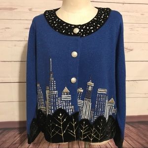 Design Options XL royal blue/black NYC city scape